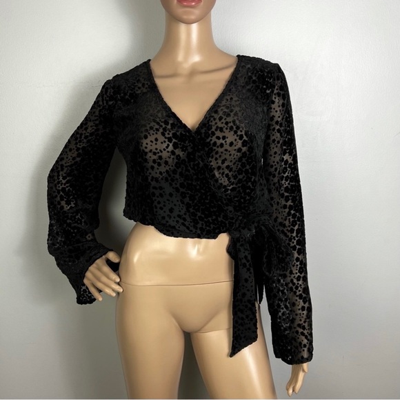 NEW PAIGE REVOLVE BLACK WRAP TOP - Picture 2 of 8